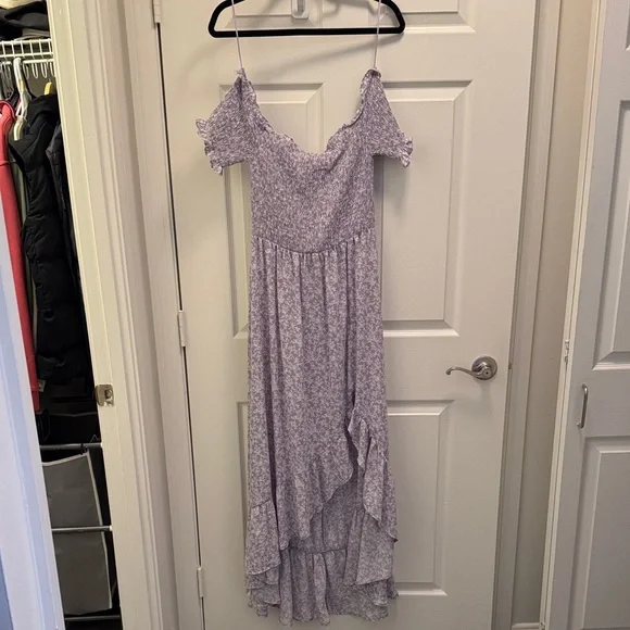 Francesca's Collections Lavender Floral Off-Shoulder Maxi Dress - Picture 2 of 3